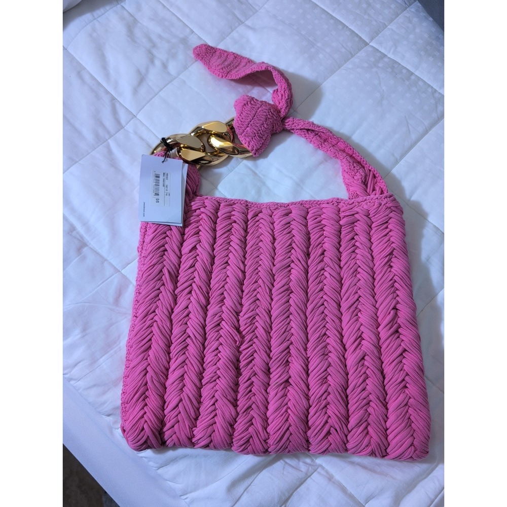 JW Anderson Chain Shoulder Hobo Bag Cotton Pink NEW